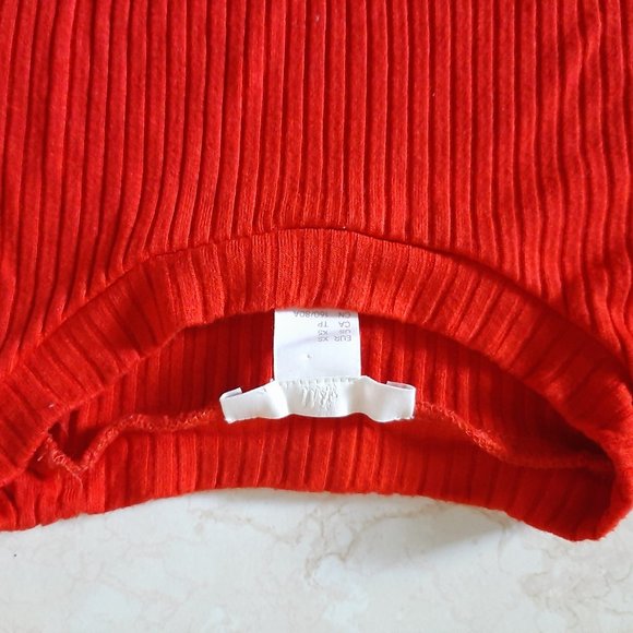 H & M Red Ribbed BodySuit XS Short Sleeve Cotton - Picture 4 of 6